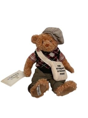 Vintage NWT The Saturday Evening Post Plush Teddy Bear. Collectible
